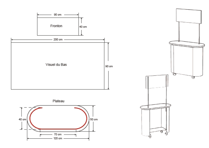 Stand Premium Comptoir – 120x50cm avec Topper – Image 2