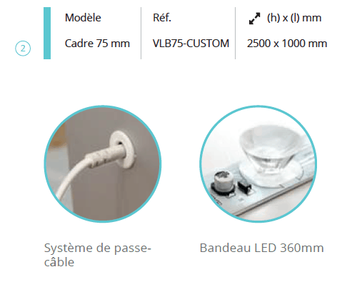 Cadre Lumineux tissu LED 75mm - H250xL100cm – Image 2